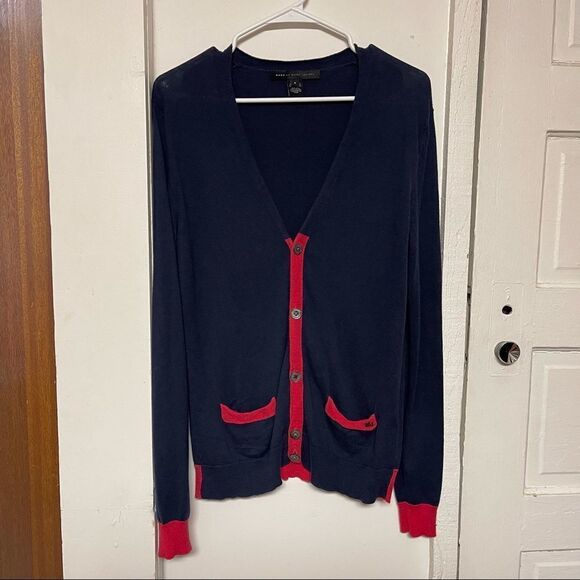 Marc by Marc Jacobs twilight navy multi cardigan silk cotton cashmere blend - Picture 6 of 10